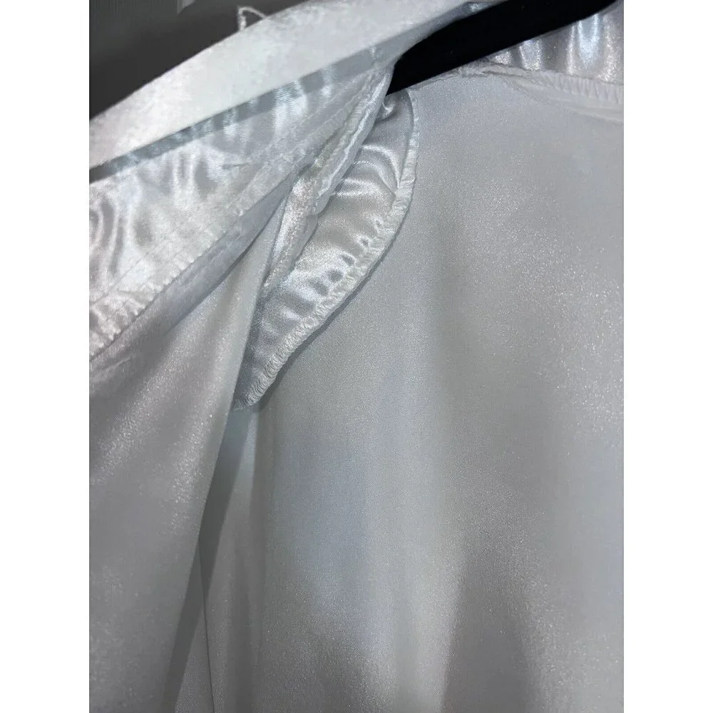 Vintage CALIFORNIA DINASTY White Satin Sexy Bridal Kimono Robe Embellished